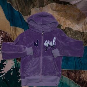 Girls sz 12 retro Polo plush style jacket purple w sequin accents